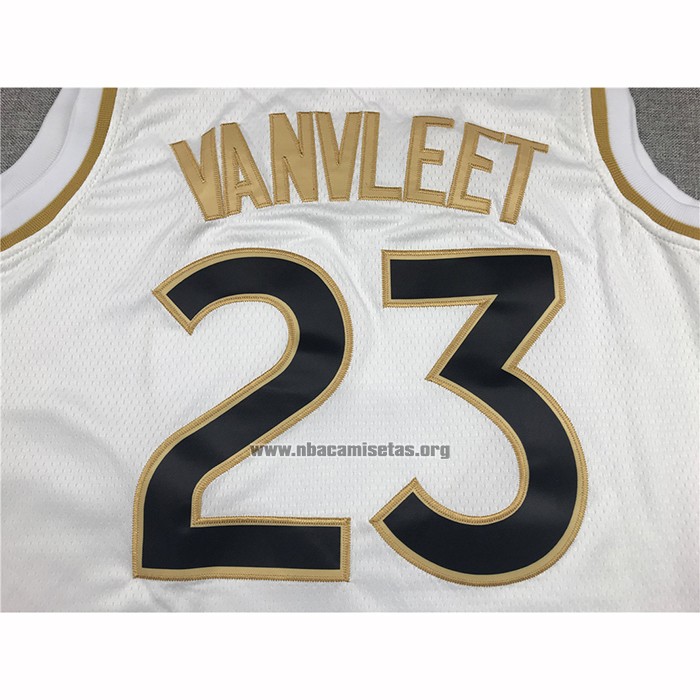 Camiseta Golden Edition Toronto Raptors Fred Vanvleet NO 23 Blanco